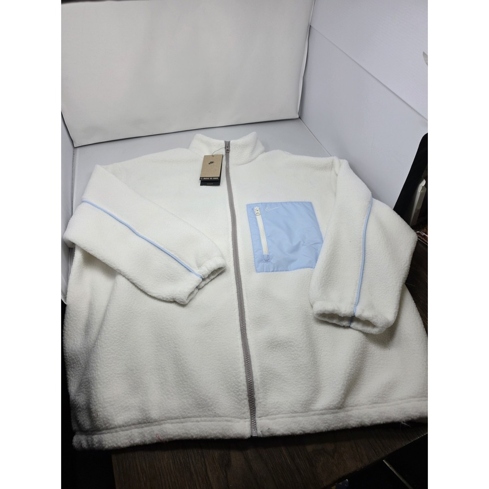 Nike Sportswear Women's Full-Zip High Pile Fleece Jacket Size XL Cream NWT